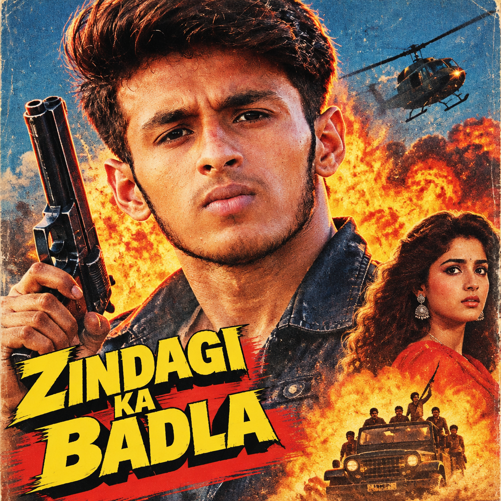 80s Bollywood Action Movie Poster