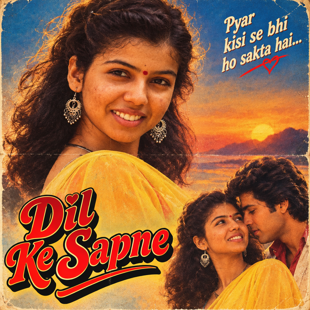80s Bollywood Romantic Poster
