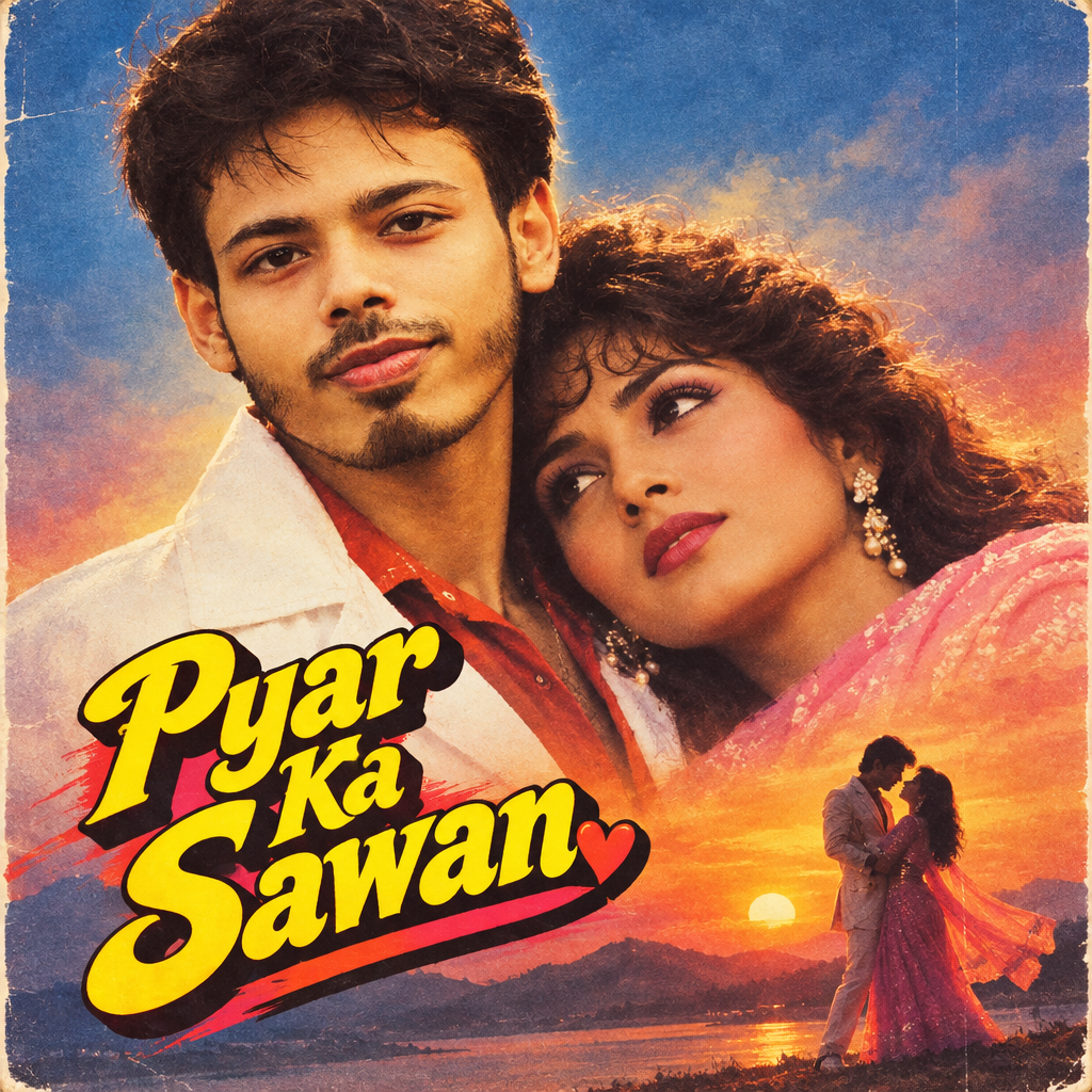 80s Bollywood Romantic Movie Poster