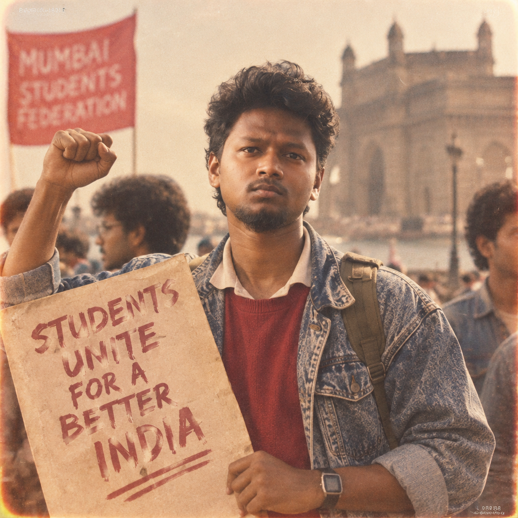 80s Indian Student Protestor.